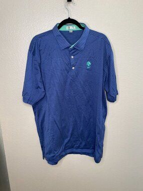 Peter Millar Mens Blue Striped Polo Shirt XL Cotton Golf Casual collared